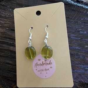 Handmade Green/Olive Glass bead Earrings